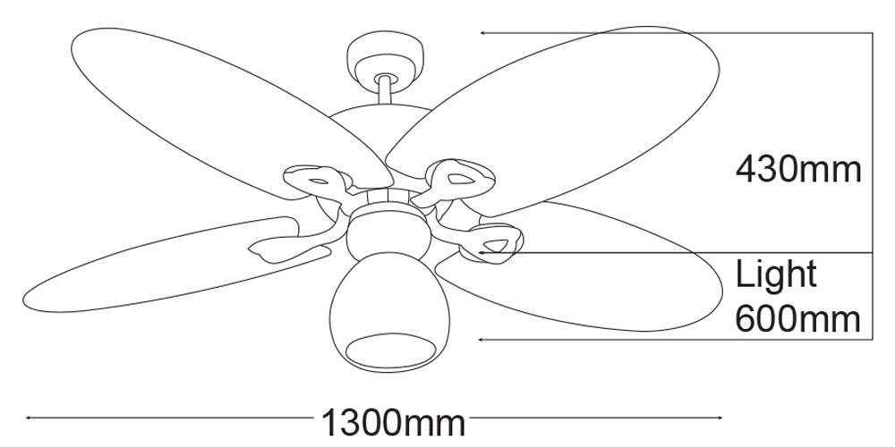 Hamilton 52" 5 Blade Palm Ceiling Fan Only Old Bronze - MHF135OB Martec, FANS, mhf135ob